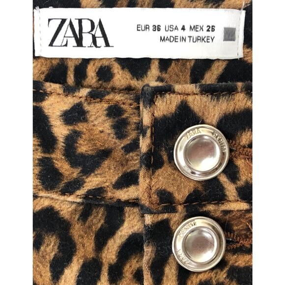 Zara Jeggings Womens 4 Leopard Print W26 L26 High Rise Stretch Skinny Leg - Picture 7 of 13